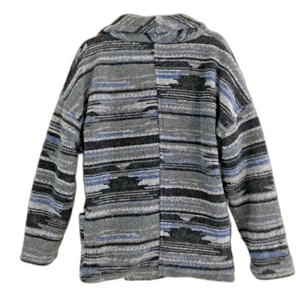 prAna Arria Aztec Wool Blend Jacket Womens L Southwest Gray Blue Sweater Coat - Picture 5 of 11